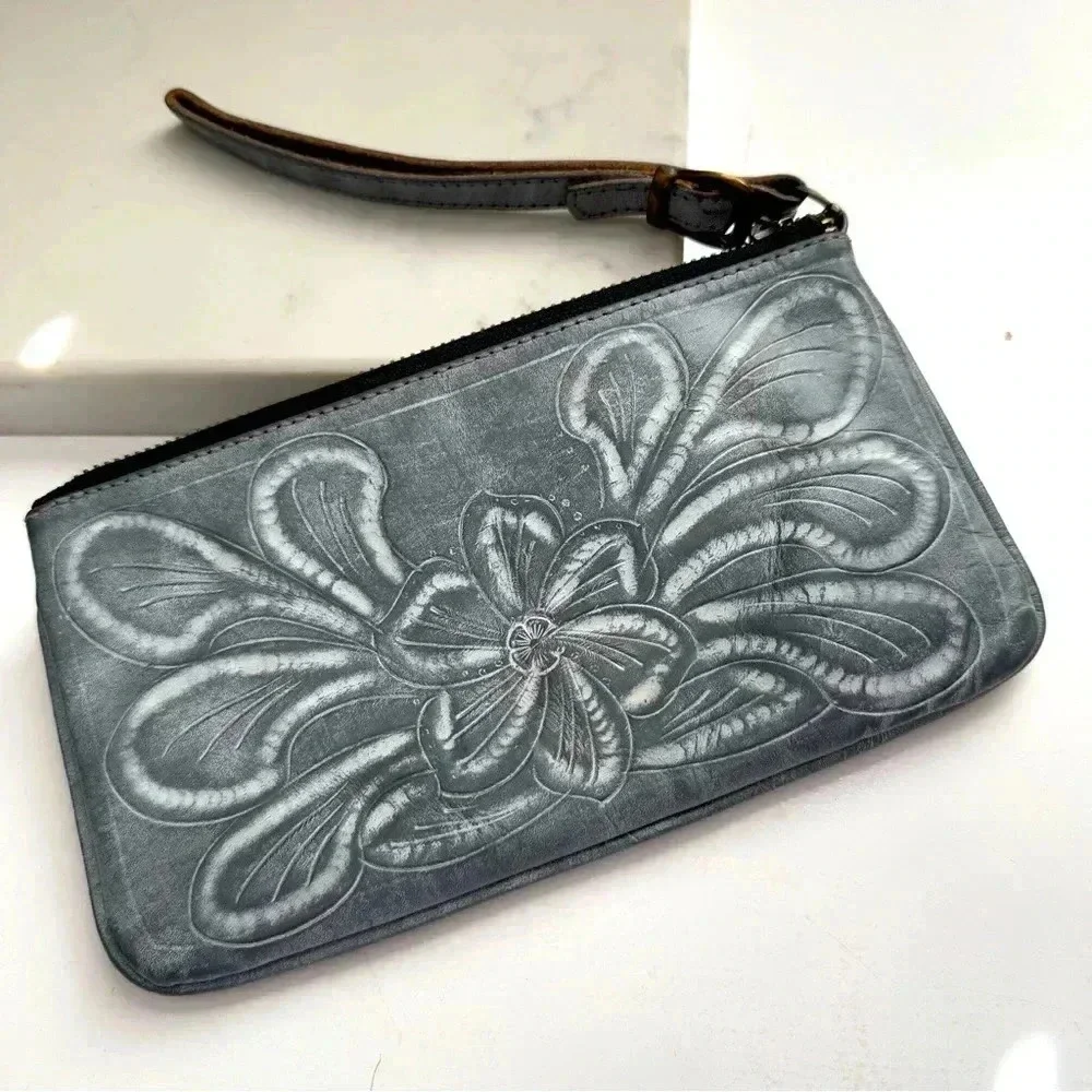 Leaders in Leather Tooled Wristlet/Clutch